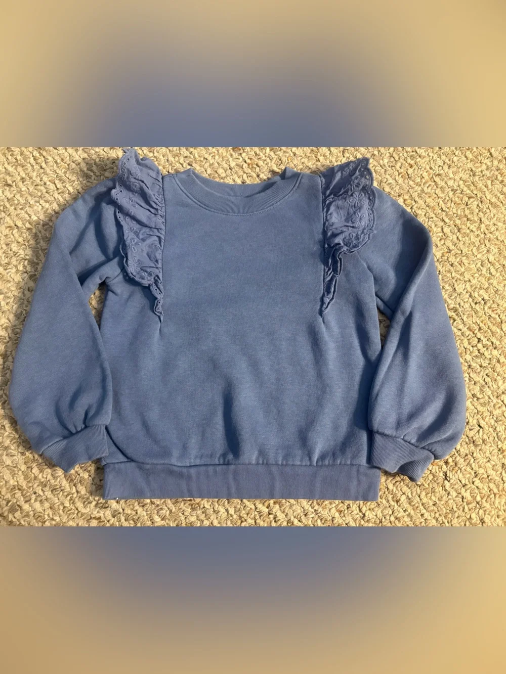 GAP Kids Dusty Blue Lace-Trim Shoulder Sweatshirt, Size 5T